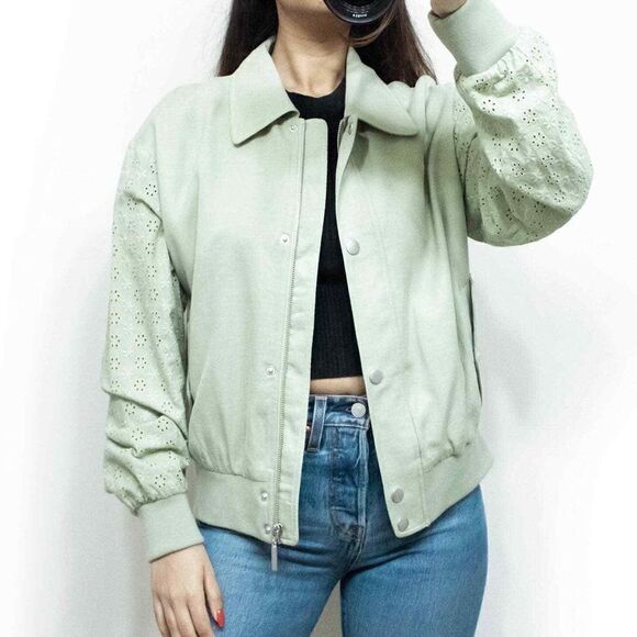 7 For All Mankind Eyelet Sleeves Bomber Jacket - Picture 3 of 12